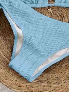 Swim Vcay Bộ bikini 2 mảnh dành cho nữ, màu đen, họa tiết chấm bi trắng ngẫu nhiên, kiểu dáng ngọt ngào, dễ thương, cổ yếm, cạp cao, thích hợp cho mùa Xuân/Hè 2026. - Nhiều màu - Xem 4