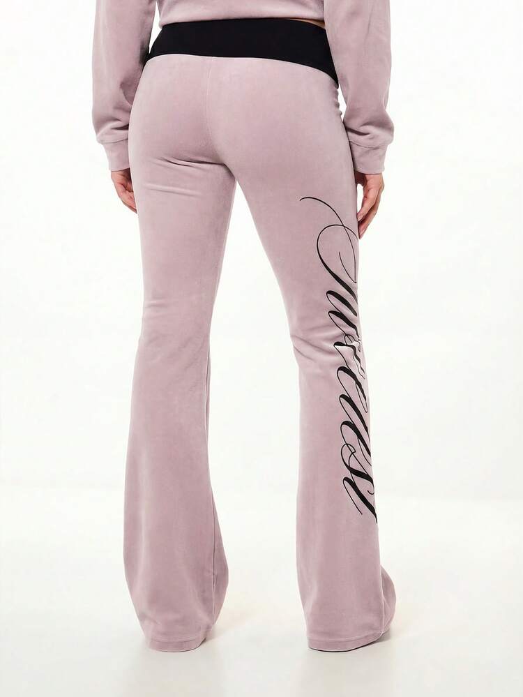 SUMWON WOMEN Calça Flare Feminina com Cintura Dobrada e Gráficos em Estilo Boho, Casual e Confortável, Calça Pantalona para Uso Diário