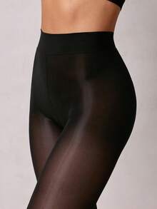 1雙女士素色修身薄透休閒緊,適用於日常 - 黑色 - 查看 7
