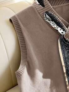 GlowEve Khăn quàng cổ/cà vạt dệt kim dáng rộng thiết kế thanh lịch dành cho nữ. - màu nâu - Xem 4