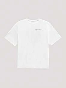 Open Phase Camiseta de manga corta casual de cuello redondo con estampado de sombras de árboles negra para hombres, con pantalones casuales, adecuada para viajes/vacaciones/campamento al aire libre/deportes - Blanco - Ver 3