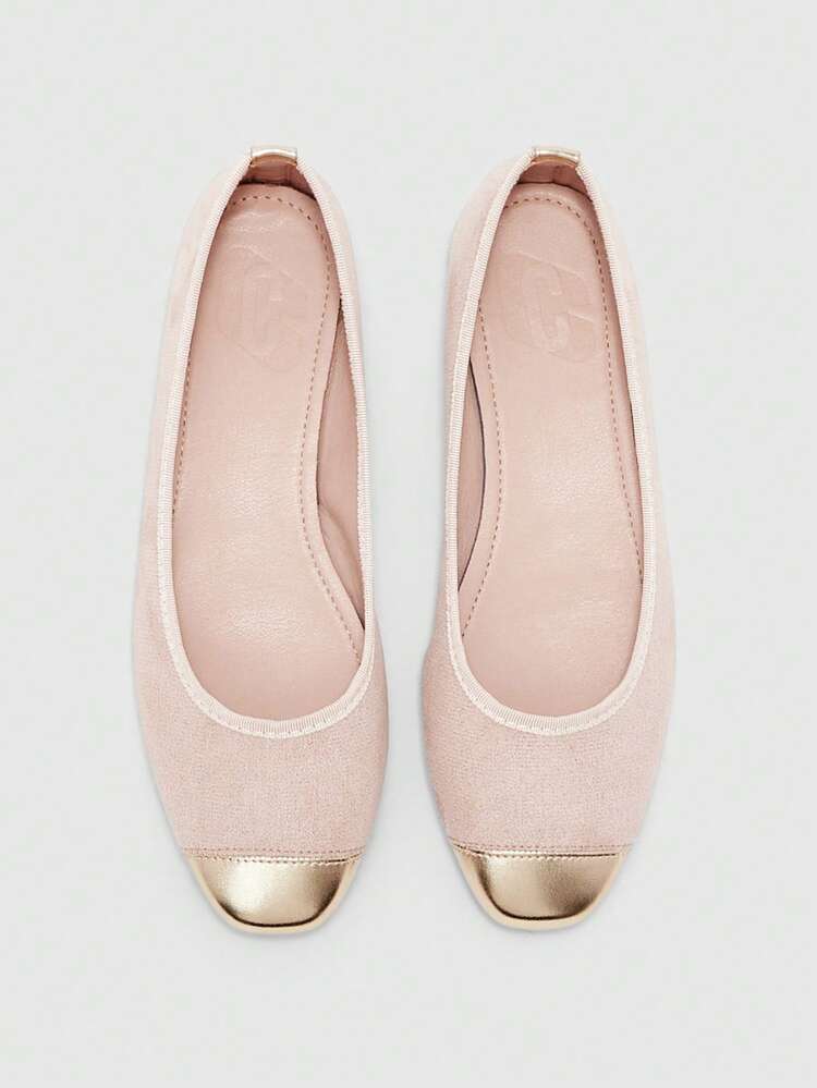 CUCCOO BIZCHIC Women Shoes Spring And Autumn Splicing Square Toe Flat Bottom, Simple Suede Shoes Commuting Shopping