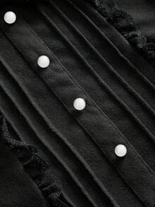 ROMWE Kawaii Sweet Girl 2 In 1 Petal Sleeve Black & White Blouse For Women - Black - View 4