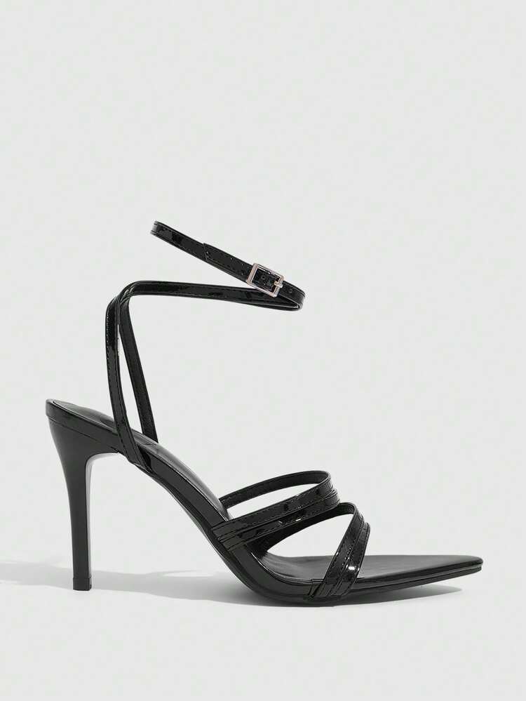 CUCCOO SZL Women Shoes Summer New Pointed Stiletto Roman Cross With Patent Leather Sexy Party Women's High Heels Sandals