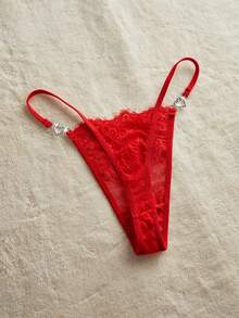 Quần lót G-string ren xuyên thấu gợi cảm, lãng mạn dành cho nữ - Đỏ - Xem 2