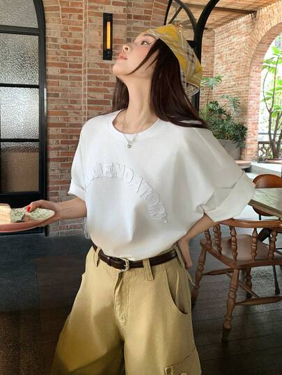 DAZY 女士圆领3D印花短袖T恤，夏季