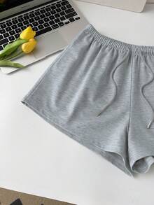 Resyla Quần short nữ dáng rộng có dây rút, thích hợp cho mùa xuân/hè. - Xám - Xem 5