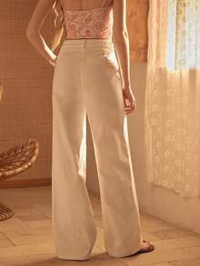 MOTF STUDIO WOMEN'S DENIM STRAIGHT LEG WOVEN WAIST JEANS - White - View 6