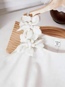 SHEIN Tween Girls Back To School Daily Floral Dress Craft Strap Swing Parties Midi Length Flattering Fit - White - View 5