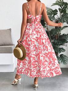 SHEIN Vestido de maternidad casual sin mangas con estampado en la cintura, vestidos de maternidad para mujeres, ropa de embarazo, vestidos de verano para mujeres, vestidos de vacaciones para mujeres, vestidos de primavera para mujeres - Rosa - Ver 2