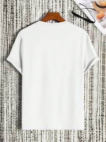 Manfinity Roughcore Men's Geometric Print Round Neck Short Sleeve Casual T-Shirt - White - View 2