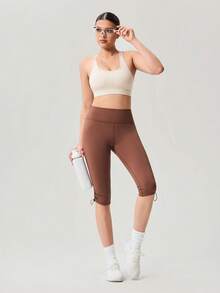 OutZeal Quần legging thể thao nữ, thích hợp mặc hàng ngày, tập yoga, nhanh khô, ôm bụng, có dây rút bên hông, năng động. - màu nâu - Xem 5