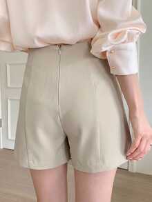 DAZY Women's Casual Everyday & Work Commute Solid Color Loose Shorts With Side Pockets, Versatile For Summer - Beige - View 2