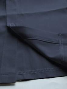 Manfinity Homme Bộ quần áo sơ mi tay ngắn trơn màu thường ngày cho nam - Màu xanh hải quân - Xem 5