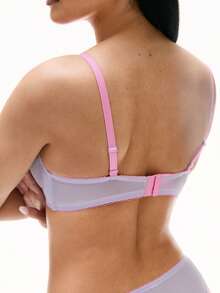 LUVLETTE Dream Curve Air Unlined Breathable Minimizer Purple Sheer Mesh & Lace Trim Women Bra - Purple - View 4