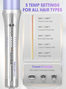 SHEGLAM HAIR Máy uốn tóc One Touch Airflow Styler Pro-32mm màu bạc tím, máy uốn tóc tự xoay bằng khí lạnh, tạo kiểu nhanh trong 5 phút, luồng khí lạnh 360°, thao tác một chạm, kết quả lâu dài, 5 mức nhiệt độ và chống bỏng, tự động tắt, điện áp kép, phù hợp cho tóc dài vừa và tóc dài, mọi loại tóc - Phích cắm US Sinh nhật Quà Ngày lễ Hồng Rung cảm Trang điểm Du lịch Trường học Lễ hội Hoa hồng Hiện tại Con gái Sự quyến rũ chăm sóc tóc Ngày của Mẹ Si mê Thời trang Tiệc Rave - Bạc - Xem 10