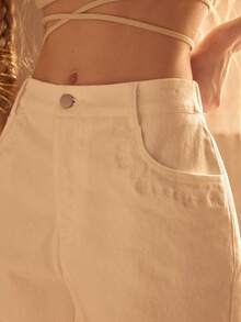 MOTF STUDIO WOMEN'S COTTON EMBROIDERED ALL-MATCH VERSATILE DENIM SHORTS - White - View 2