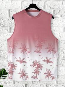 Manfinity RSRT Camiseta de tirantes casual para hombre con estampado degradado de palmeras - Multicolor - Ver 3