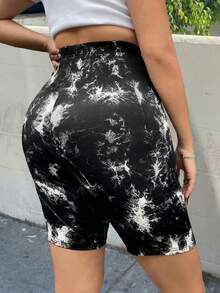 Muchica Plus Size Elastic Tie-Dye Casual Slim Fit Bermuda Shorts,Spring Summer Clothes - Multicolor - View 2