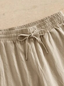 HIMLAND 男士纯色腰带口袋休闲裤 - 卡其色 - 查看 4