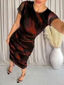 Lavishia Women's Fashionable Printed Short Sleeve Dress, Spring/Summer,Summer Dresses For Women - Red and Black - View 5