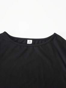 SHEIN 青少年女孩 3 件組黑白夏季休閒 Play Boy 校園風 T-shirt，圓領無袖修身上衣，側邊皺褶設計，生日舞會棕色 - 棕色 - 查看 6