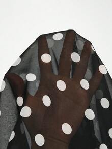 Rometta Kamisol Wanita Ukuran Besar Bahan Chiffon Motif Polkadot dengan Hem Berumbai Ganda dan Tali Bahu Tipis serta Bagian Belakang Silang - Putih - View 11