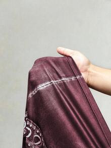Vestido ajustado de cuello redondo con estampado de Body humano de moda de verano para tallas grandes - Burdeos - Ver 6