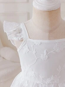 SHEIN Glamorique Kids Baby Girl Flower Bridesmaid Dress, Wedding, Flower Girl ,Elegant,Birthday Party,Lace Dress,Baby Girl Summer Dress ,Birthday Photo Clothing,Birthday Party, White Flower Girl Dresses Baby Girl Dresses For Party Baby Princess Dress Birthday Dress For Girls Baby Dress Wedding - White - View 6