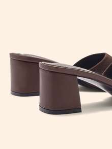 CUCCOO BASICS 女士时尚百搭日常穿搭高跟穆勒凉鞋 - 咖啡棕 - 查看 5