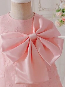 SHEIN Glamorique Kids 女婴公主裙，粉色公主裙，粉色3D立体花朵网纱裙，前襟蝴蝶结装饰，A字裙，可爱，生日派对，婚礼，节日，正式场合，花童，中东，欧美，粉色连衣裙，派对连衣裙，幼儿连衣裙，蝴蝶结连衣裙，女婴连衣裙，婴儿派对连衣裙，粉色婴儿连衣裙，花朵刺绣连衣裙，女婴派对连衣裙，女婴蝴蝶结连衣裙，女婴派对服装 - 粉色 - 查看 7