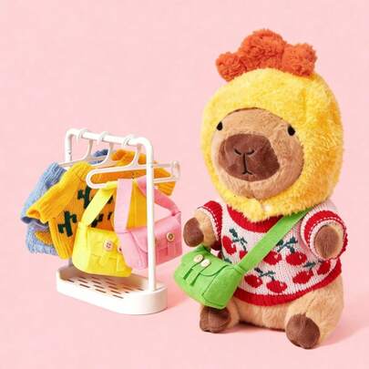 POKOJA LAND Bộ 9 món đồ chơi nhồi bông Capybara kèm quần áo và phụ kiện cho trẻ em, thú nhồi bông Capybara để bé chơi đóng vai, mặc quần áo, quà tặng sinh nhật cho bé trai và bé gái 3 4 5 6 7 8 tuổi, mùa xuân đến hè.