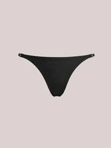 Veilyse Tanga G-string sexy de anillo sólido enlazado - Negro - Ver 1