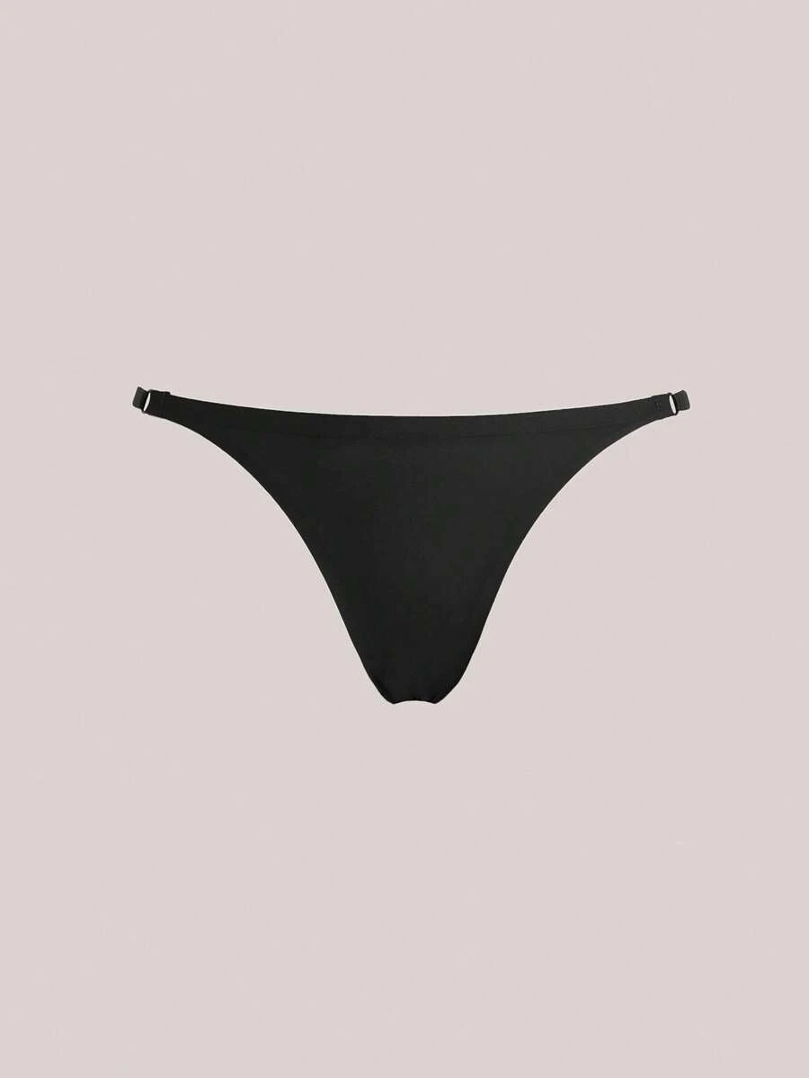 Veilyse Tanga G-string sexy de anillo sólido enlazado - Negro - Ver 1