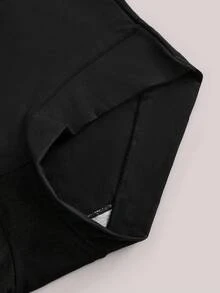 Veilyse 3 Packs, Multi-Color Underwear,  Antibacterial Mid Waist Tight Triangle Panties, Buttocks Lifting Breathable , Women's Double-Layer Lock Edge Wrapped Buttocks Flat Corner Panties, Black Brief Underwear Set - Black - View 4