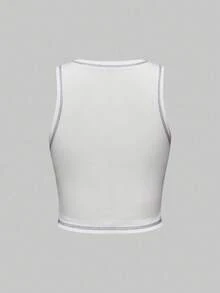 ROMWE Goth Summer Casual Eye Print Tank Top - White - View 2