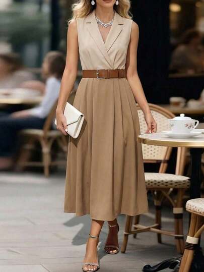 Editum Vestido camisero de mujer con bloqueo de color y parches, elegante para uso diario, moda de calle francesa retro, versátil para vacaciones y negocios. Vestidos de verano elegantes para mujer, vestidos de negocios casuales, vestido Zane para mujer, regalos para mamá, atuendo de festival, vestido midi floral para cita nocturna en la playa, vestidos casuales elegantes para damas, vestidos elegantes de alta calidad, vestidos de negocios casuales, atuendos elegantes para mujer, vestidos elegantes para mujer