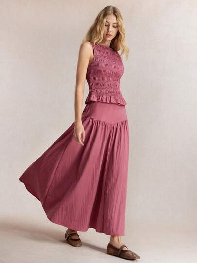 BizChic Nueva Blusa de Tirantes Abiertos sin Mangas con Volantes en el Bajo, Versátil para Oficina, Formal, Casual, Romántica, Y2K, Retro de los 90, Fiesta, Boda, Graduación, Uso Diario