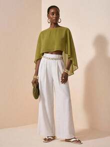 Zivah Áo nữ chiffon hai chiều bất đối xứng màu xanh lá cây bán chạy nhất mùa hè, phong cách Boho du mục. Thích hợp cho kỳ nghỉ, du lịch, dạo phố hàng ngày, tiệc tùng, lễ hội âm nhạc, bãi biển, ngày lễ, thời trang sân bay, du thuyền, trà chiều. - màu xanh lá - Xem 9