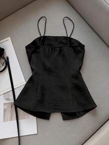 Franclia Women's Black Summer Elegant Slim Fit Sleeveless Blouse,Leopard Print Top For Date,Casual Outdoor Beach Vacation Party Commuting Dressing Tops - Black - View 2