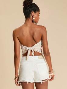 Travachic 女士不对称下摆亮片抹胸上衣，适合夏季度假和派对穿着 - 彩色 - 查看 2