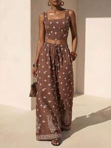 Zivah Bộ đồ nữ năm 2026 in họa tiết độc đáo, kiểu dáng thường ngày, gồm áo và quần dài. - Rỉ Nâu - Xem 1