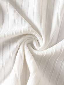 SHEIN Unisex Baby White Ribbed Polo Neck T-Shirt, Suitable For All Occasions In Summer, White All-Match Versatile Is The Best Choice For Baby In Summer - White - View 5