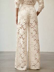 MOTF PREMIUM WOMEN'S GUIPURE LACE STRAIGHT LEG PANTS - Beige - View 2