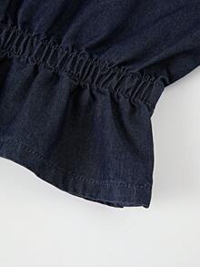 GlowEve Áo sơ mi denim nữ kiểu dáng thường ngày viền ren, thích hợp cho mùa hè. - Màu xanh lam - Xem 5