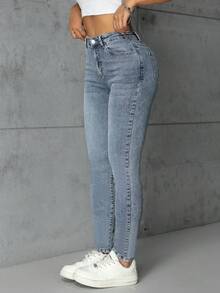 Flexra Quần jean nữ cỡ lớn dáng ôm thường ngày - Rửa trung bình - Xem 3