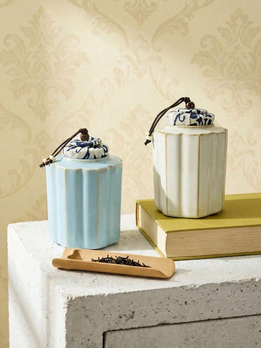 Cirelle 1 Pc Ceramic Storage Jar, Portable Chinese Style Storage Jar For Household Use, Household Storage Tank, One Can For Storage And Storage Dual-Use, Suitable For Christmas, Halloween, Valentine's Day, Birthday Gifts - Multicolor - View 1