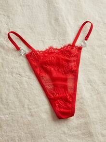 Quần lót G-string ren xuyên thấu gợi cảm, lãng mạn dành cho nữ - Đỏ - Xem 4