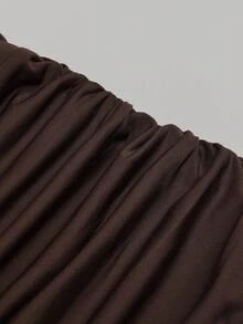 Rustia Plus Size Summer Halter Tie Bow Starfish Decor Ruched A-Line Elegant Vacation Party Dress For Women - Brown - View 5