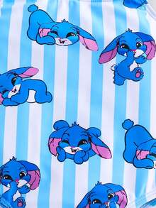 Emery Rose Kids Emery Rose Kids Maillot de bain une pièce mignon avec imprimé rayé et dessin animé pour jeune fille - Bleu et Blanc - Voir 6